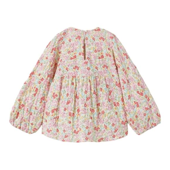 ZARA Kids | Pink | TEXTURED FLORAL LACE TRIM SHIRT - Picture 2 of 5